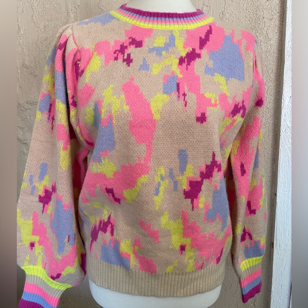 JODIFL Multicolor Crewneck Sweater - Pink, Beige, Neon Yellow, Lavender